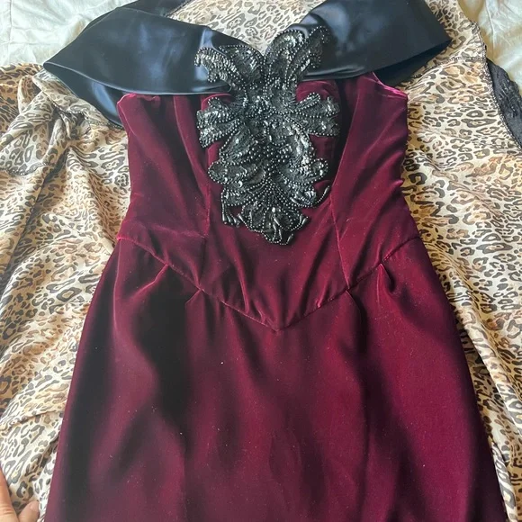 Vintage  Velvet Victorian gothic Cocktail Dress - Picture 3 of 10